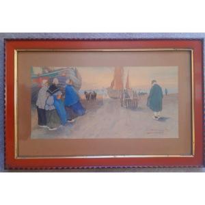 Zimmermann Auguste Watercolor Scene Of Dutch Life Netherlands Holland (1)