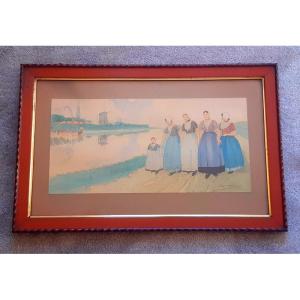 Zimmermann Auguste Watercolor Scene Of Dutch Life Netherlands Holland (2)