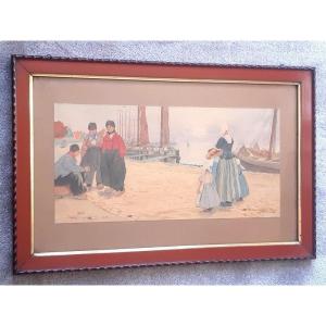Zimmermann Auguste Watercolor Scene Of Dutch Life Netherlands Holland (4)