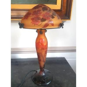 d'Argental Paul Nicolas Large Mushroom Lamp With Rose Hips 55 Cm Art Nouveau