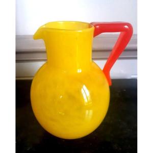 Schneider Art Deco Vase Blown Glass Orangeade Beer Pitcher Circa 1930