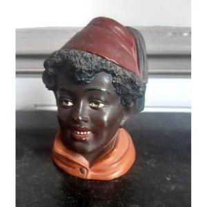 Bernard Bloch Tobacco Box Pot Bernhard Bloch In Terracotta Head Of Young Nubian Boy Orientalist Late 19th Century