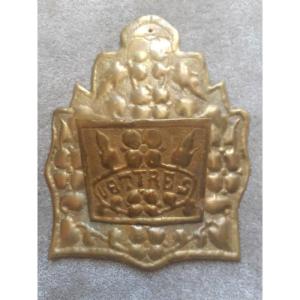 Mail Holder In Repoussé Brass 1900 Period