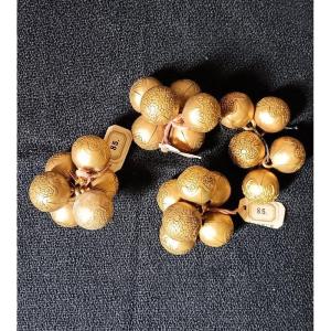 Beautiful Set Of 23 Antique Golden Metal Ball Knobs Art Nouveau Art Deco Never Used