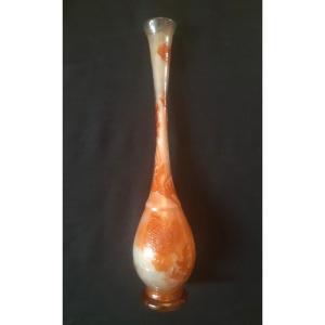 Emile Gallé (1856 - 1904) Vase With Poppies Fire Polished Art Nouveau Circa 1895 - 1900