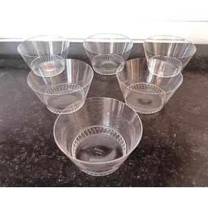 Lalique France 6 Bowls From Bourgueil Service