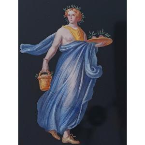 Lithograph Of Fresco From Pompeii Souvenir Of The Grand Tour Bacchante Woman In Antique Lenghi