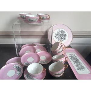 Charming Complete Dessert Service Tea Coffee In Limoges Porcelain Art Deco Hand Decor 1920 -1935