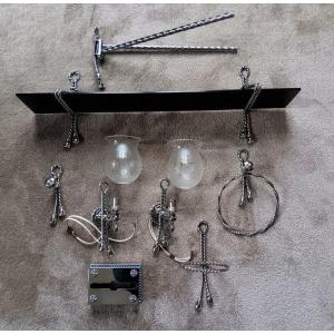 Set Of Crystal And Bronze Bathroom Accessories Model Passementerie Dlg Bagues And Maria Pergay