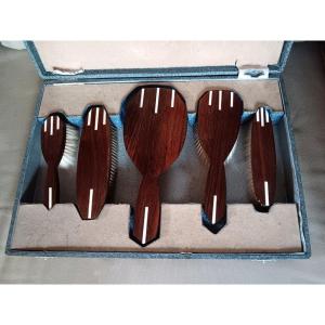 Beautiful Trimming Set Of Toilet Set In Art Deco Rosewood Circa 1930