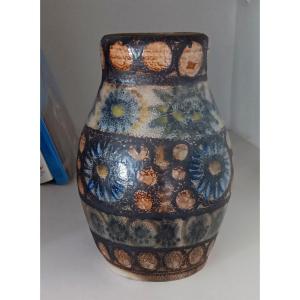 Important Enameled Stoneware Vase By Jean-claude Courjault For Keraluc Quimper Bretagne