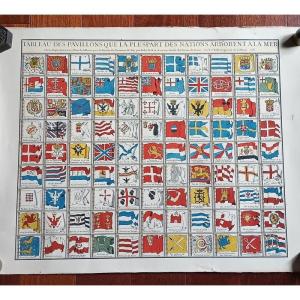 Table Of Flags That Most Nations Display At The Sea Color Engraving On Arches Paper