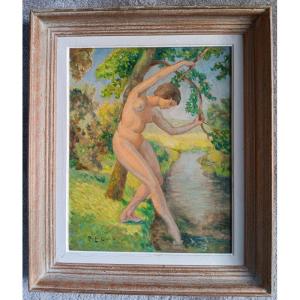 Paul Emile Colin (1867-1949) Bather Young Nude Woman At The Edge Of The River 