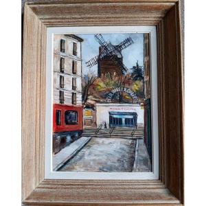 Paul Féron The Moulin De La Galette Montmartre Paris Painting Art Deco 1930 - 1940