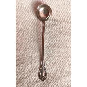 Mustard Spoon Ladle With Pearl Decor In Solid Silver Louis XVI Style
