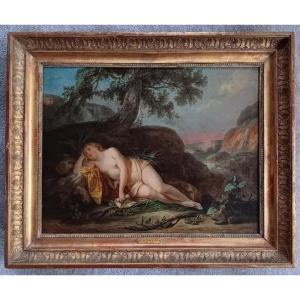 Jacques - Antoine Vallin (1760 - 1831) Painting The Nymph Echo In A Wooded Landscape