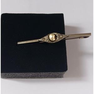 Charming Silver Pearl Barrette Brooch Art Deco Period Circa 1925 - 1930