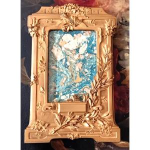 Susse Frères Et Guénardeau Art Nouveau Gilt Bronze Photo Frame With Laurel Decor