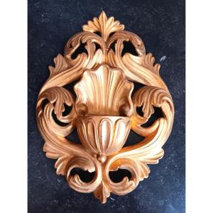 Lovely Stoup In Gilded Wood From The 19th Century