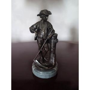 The Bronze Reaper A Young Peasant Resting On Its Base Of Veined Gray Marble