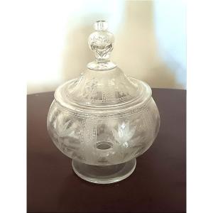 Baccarat Candy Box On Etched Crystal Pedestal 