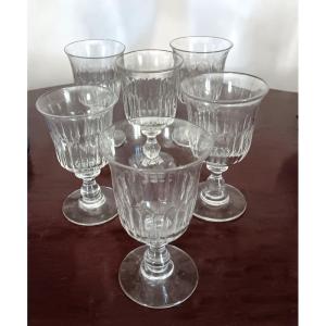 Beautiful Set Of Tulip-shaped Table Glasses In Blown Glass From The Very Beginning Of The 19th Century 