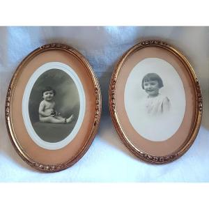Pair Of Oval Medallion Photo Frames