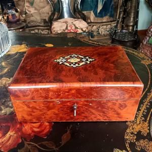 Burl And Rosewood Jewelry Box Marquetry Box 