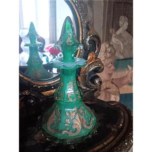 Opaline Cut Crystal Perfume Bottle With Enamel And Gold In The Oriental Style