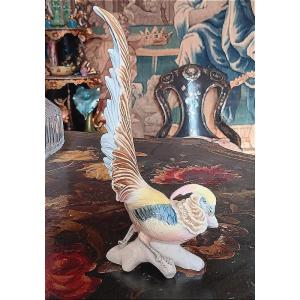 Karl Ens Golden Pheasant Bird In Saxon Porcelain, 1930s Art Deco