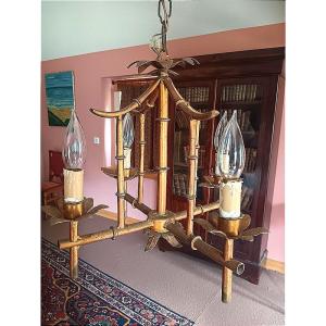 Small Bamboo-style Japanese Cage Chandelier Cabinet Of Curiosities