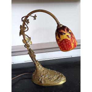 Le Verre Français Aux Pivoines Lamp Charles Schneider Art Nouveau Art Deco Circa 1925