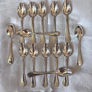 A Beautiful Set Of 14 Silver-plated Tea Spoons, Never Used