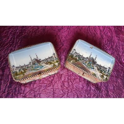 Two Boxes Box Jewelry Box Fixed Under Glass Le Palais Trocadéro Souvenir From Paris