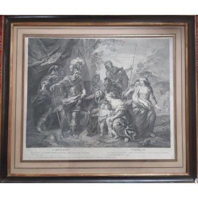 Coriolanus Engraving By H. Simon Thomassin After A Painting By Charles De La Fosse