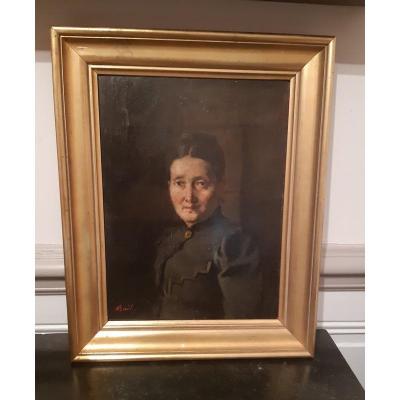 Jean Antoine Bail (1830 - 1919) Portrait Of Woman In Chiaroscuro