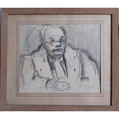 Pierre De Belay (1890-1947) Portrait Of President Barnaud At The Stavisky Trial