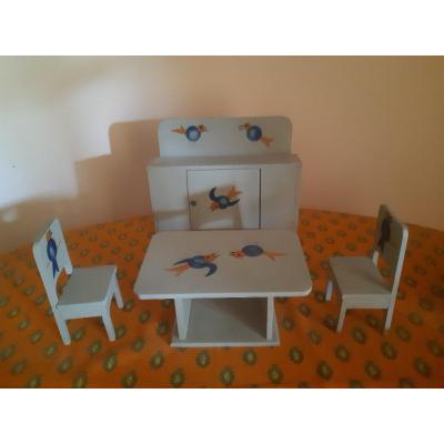 Doll Furniture Doll Furniture Lacquered Wood Painted Stencil Art Deco Period 1925