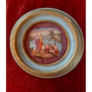 Beautiful Enamel Miniature On Copper Moses Saved From The Waters