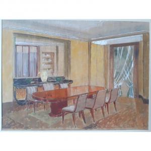 Gouache Interior Decorating Drawing Part Of The Workshop Background Of An Interior Decorator From