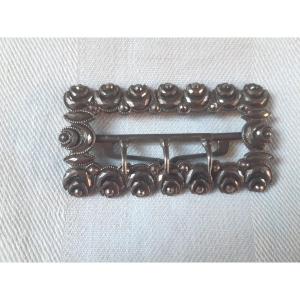 Belt Buckle Decor Of Roses In Steel Points XIXth Century Circa 1830's