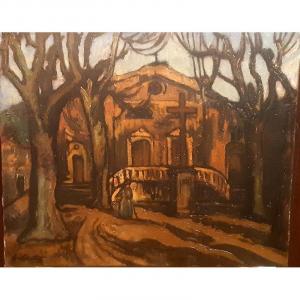 François Marius Berthet (1885-1941) The Church At Dusk