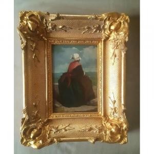 Honoré Boze (ile-maurice 1830 – Marseille 1909) Oil On Panel Provencal Woman Landscape Of Provence
