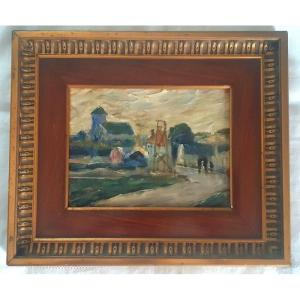 Jacques Van Coppenolle (1878 - 1915) Rare Impressionist Plate In Majolica Art Faience From Marlotte Bézard Et Mousseux  Montigny-sur-loing