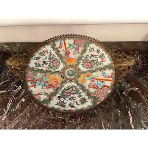 Porcelain Cloisonne Dish Mounted On Bronze, China XIX Eme