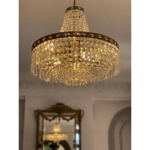 Chandelier In Gilded Bronze With 16 Candles