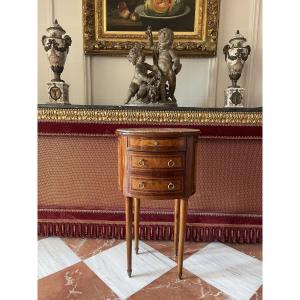 Half-moon Shaped Bedside Table/nightstand/convenience Cabinet, Louis XVI Period – Early 19th Century