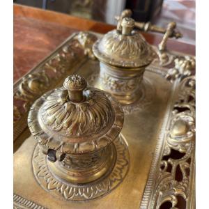 Bronze Double Office Inkwell