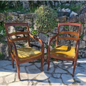 Pair Of 19th Century Empire Style Armchairs