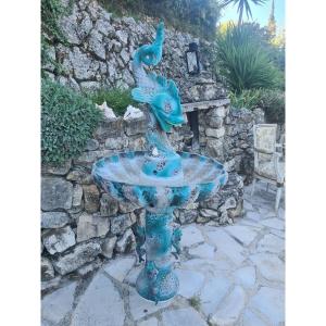 Fountain Aux 5 Dauphins Creation Luc Vallauris 50s.